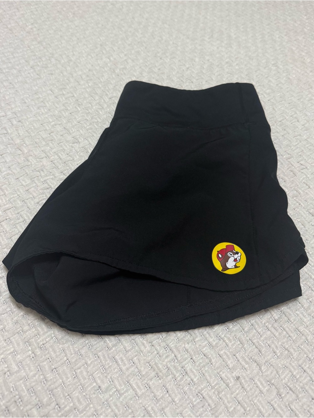 Buc-ee's black women’s shorts with built-in liner, Size medium.